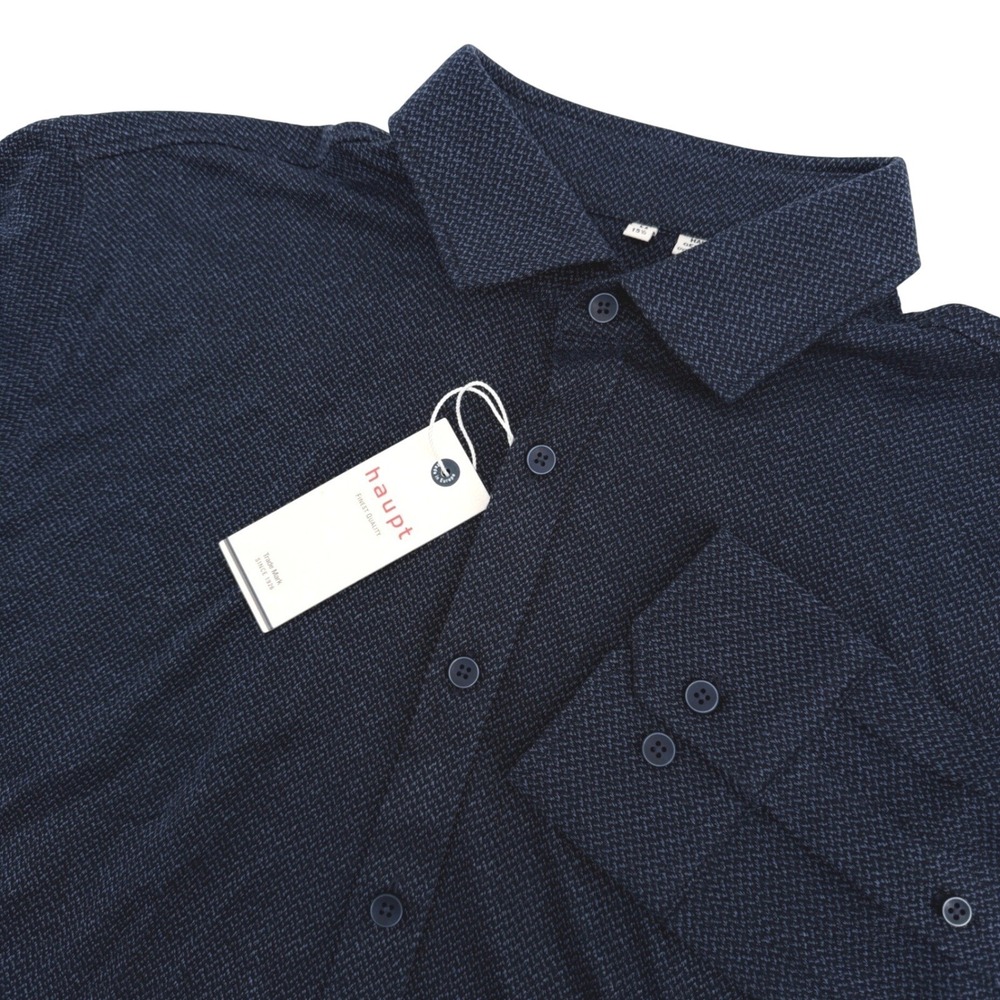 Haupt Shirt Mens M Navy Blue Modern Tailored Fit Textured Casual Long Sleeve NEW - Picture 1 of 11